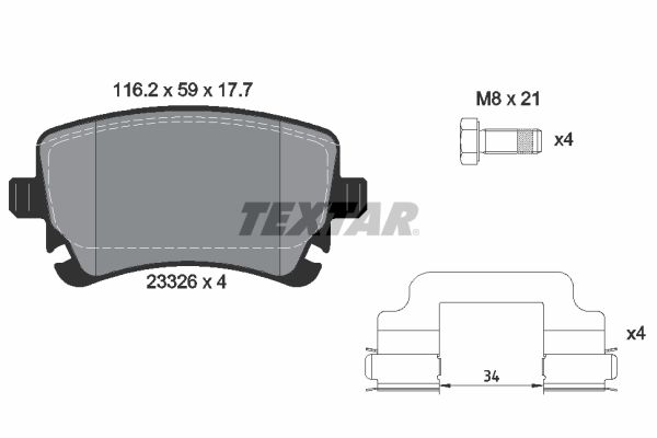 TEXTAR 2332607 | Fren Balatası VW A6 Rs6 Quattro Arka